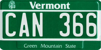 VT license plate CAN366