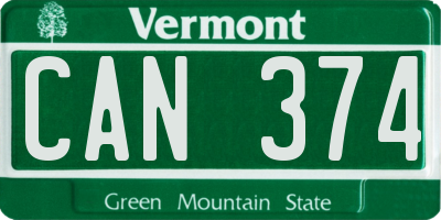 VT license plate CAN374