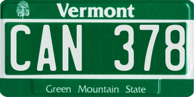 VT license plate CAN378