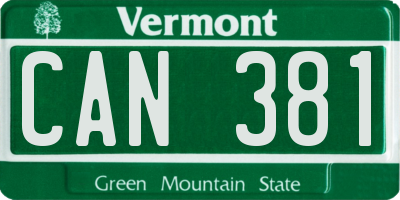 VT license plate CAN381
