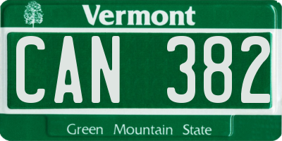 VT license plate CAN382