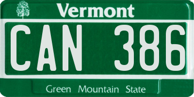 VT license plate CAN386