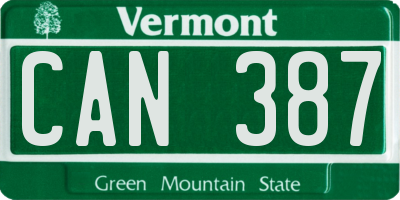 VT license plate CAN387