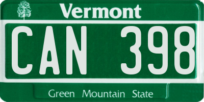 VT license plate CAN398