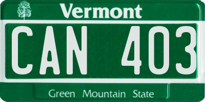 VT license plate CAN403