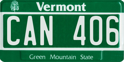 VT license plate CAN406