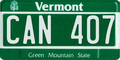 VT license plate CAN407
