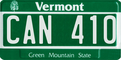 VT license plate CAN410