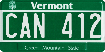 VT license plate CAN412
