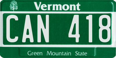 VT license plate CAN418