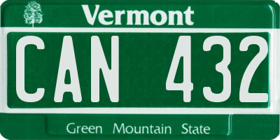 VT license plate CAN432