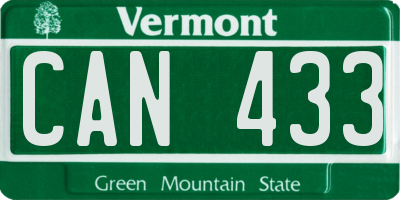 VT license plate CAN433