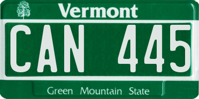 VT license plate CAN445