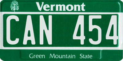 VT license plate CAN454