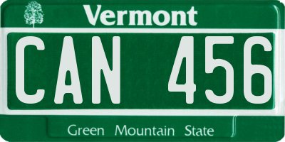 VT license plate CAN456