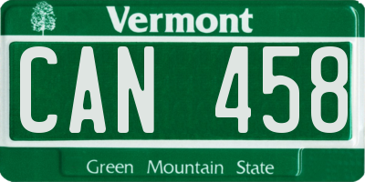 VT license plate CAN458