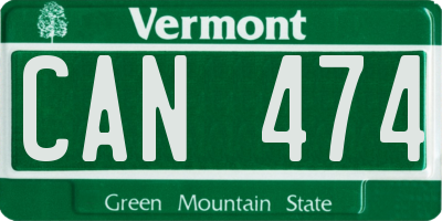VT license plate CAN474