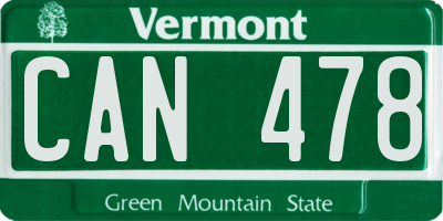 VT license plate CAN478