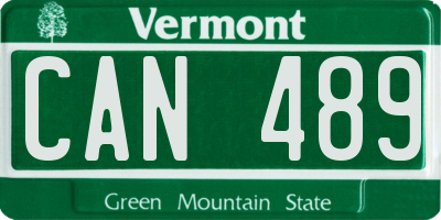 VT license plate CAN489