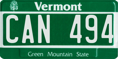 VT license plate CAN494