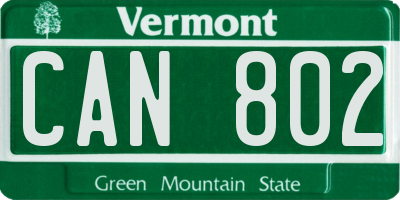 VT license plate CAN802