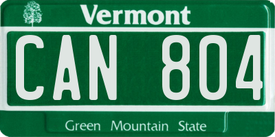 VT license plate CAN804