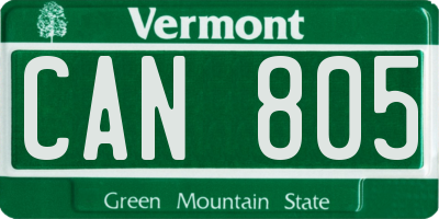 VT license plate CAN805