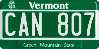 VT license plate CAN807