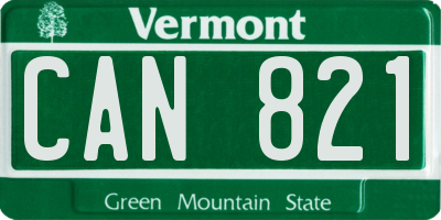 VT license plate CAN821