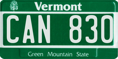 VT license plate CAN830