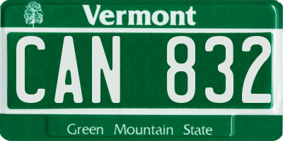 VT license plate CAN832
