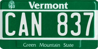 VT license plate CAN837