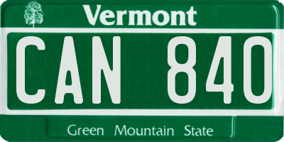 VT license plate CAN840