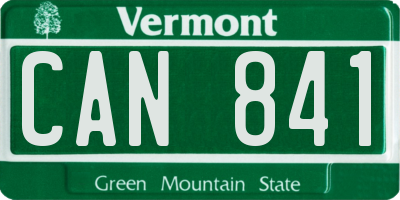 VT license plate CAN841