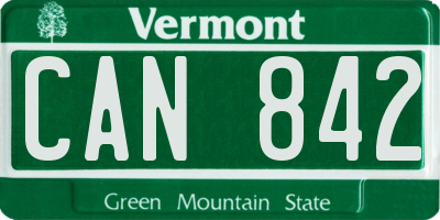 VT license plate CAN842