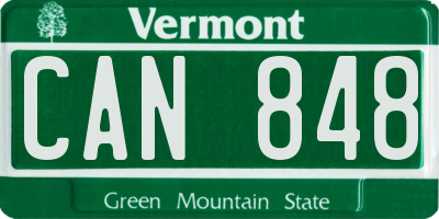 VT license plate CAN848