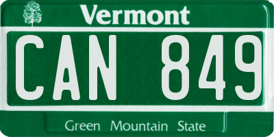 VT license plate CAN849