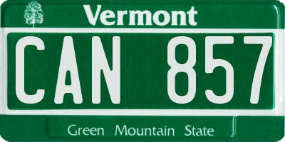 VT license plate CAN857
