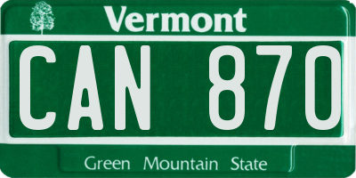 VT license plate CAN870