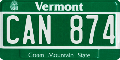 VT license plate CAN874