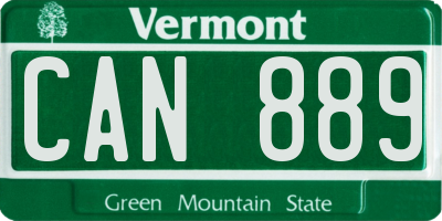 VT license plate CAN889