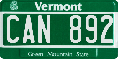 VT license plate CAN892