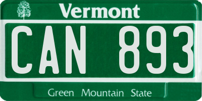 VT license plate CAN893