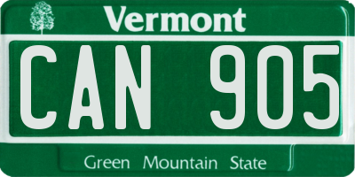 VT license plate CAN905