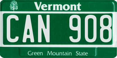 VT license plate CAN908