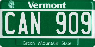 VT license plate CAN909