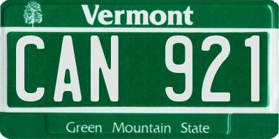 VT license plate CAN921