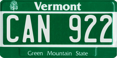 VT license plate CAN922
