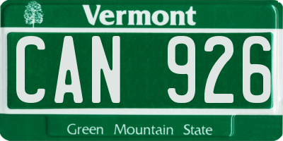 VT license plate CAN926