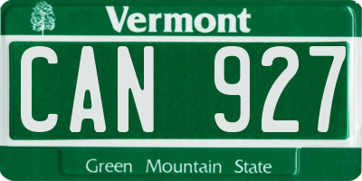 VT license plate CAN927